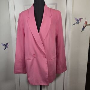 H&M Pink Oversized Double Breasted Blazer – Chic Spring Layer Size S